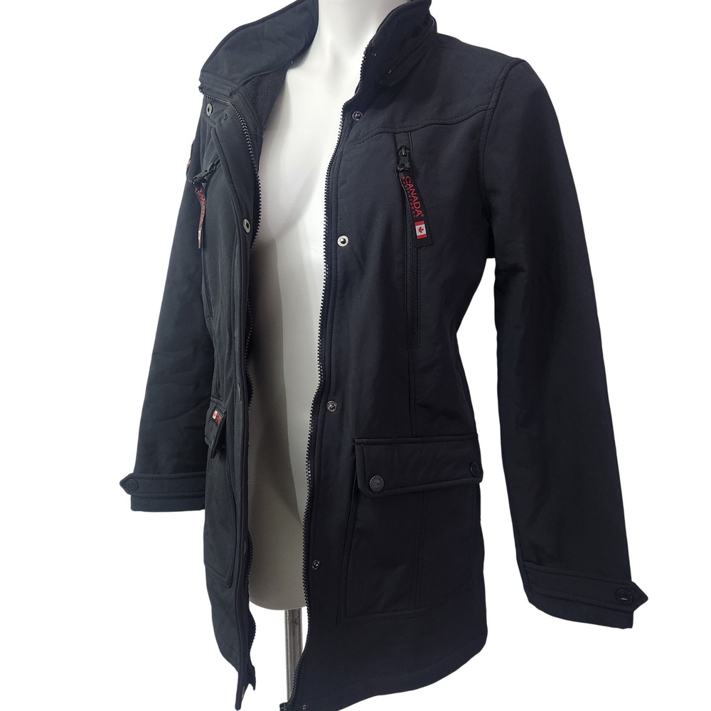 Black Softshell Long Womens Jacket Canada Weathergear - Picture 2 of 12